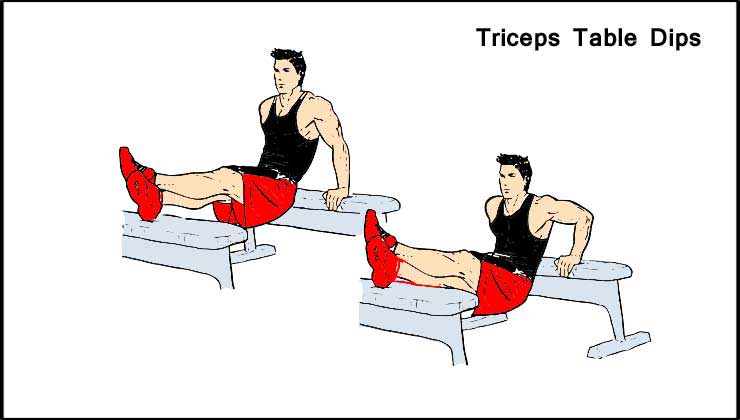 Triceps Workout in Hindi Table Dips